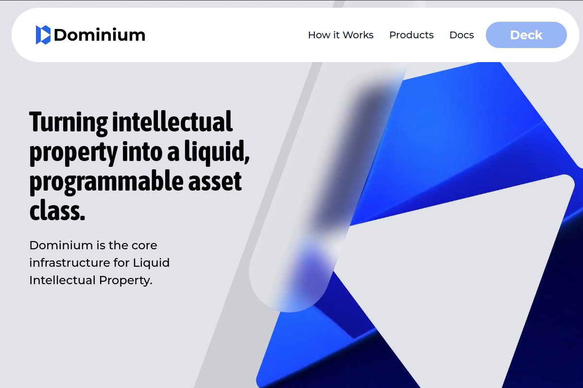 Screenshot of the Dominium intellectual-property platform website