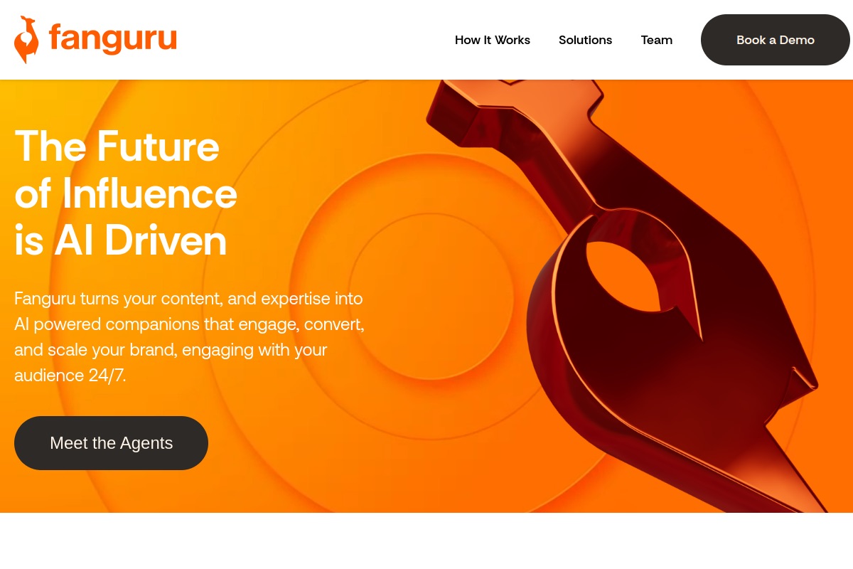 Screenshot of the Fanguru AI creator-companion website